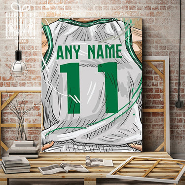 Boston Celtics Jersey Custom Canvas Print Wall Art for Boy Girl Men Women Basketball Personalized Canvas Art